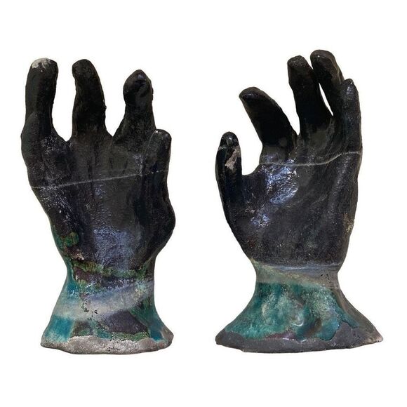 Life-Sized Hands Ceramic Sculpture Set- Morbid Surrealism- Gothic Vamp Decor- Bl - Picture 3 of 11